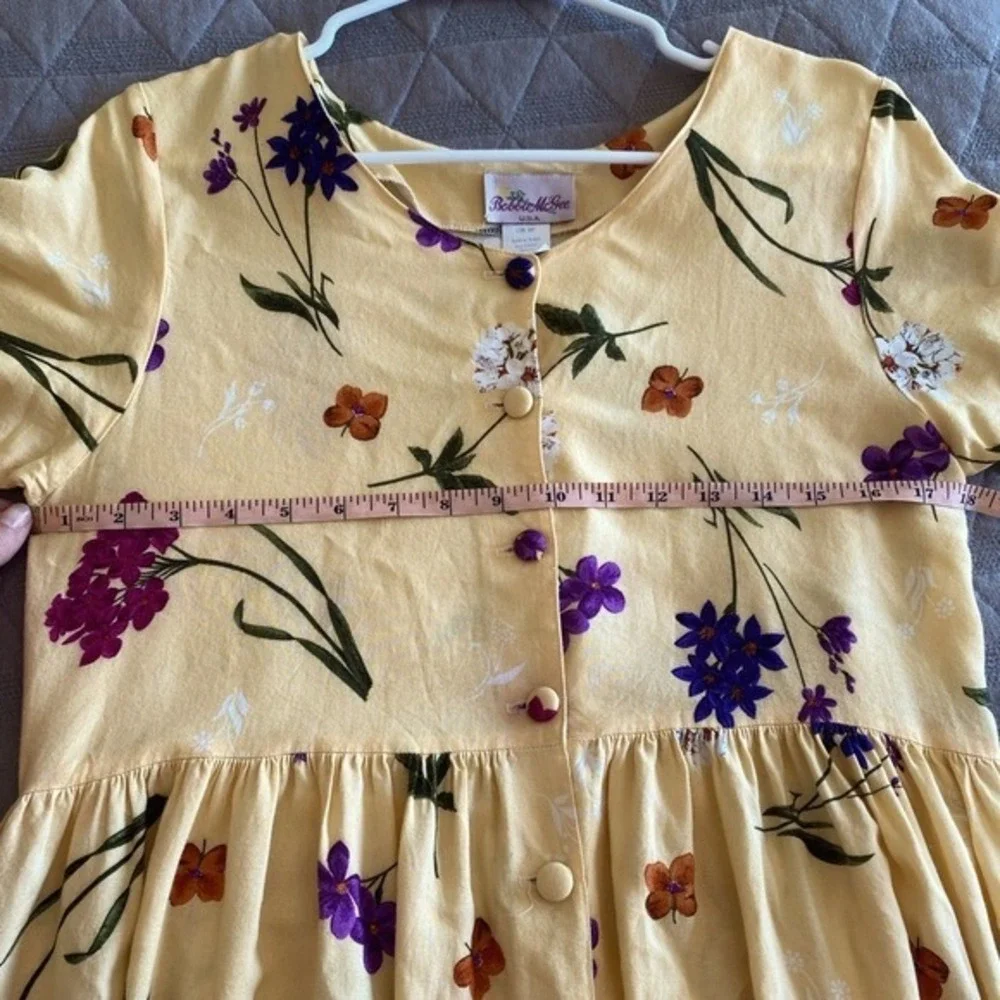 Y2K Vintage‎ BOBBIE MCGEE Women's 90s Floral Yellow Maxi Dress Cottage Core SZ M